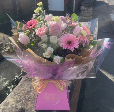 Pretty pastel mix of flowers in a Aqua Box